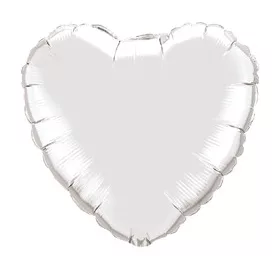   Egyszínű szív lufi 18" 45cm Silver, Ezüst szív, 99600, 