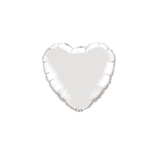 Egyszínű szív fólia lufi 18" 45cm Silver, ezüst szív, 99600, héliummal töltve