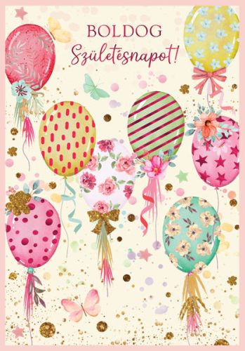 Cardex képeslap Boldog Születésnapot!, színes lufis, borítékkal