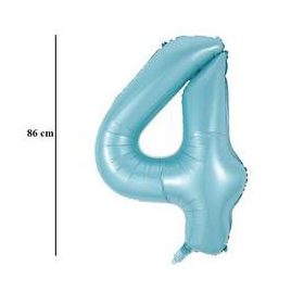 Számos lufi 34" 86cm óriás Világoskék szám 4-es