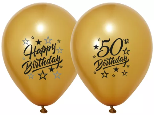 BALONEVI lufi, 12" 30cm, 50db/cs, 50-es számmal, Arany