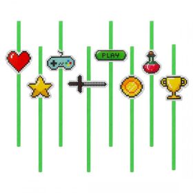 Szívószál papír, Game, 8db