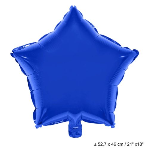 Egyszínű csillag fólia lufi 19" 48cm kék csillag 
