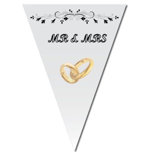 Mr&Mrs, esküvői zászlófüzér,  2,5m