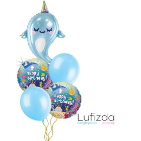   Héliumos luficsokor szülinapra, Happy Birthday, Unikornis, Narvál - INGYENES KISZÁLLÍTÁSSAL
