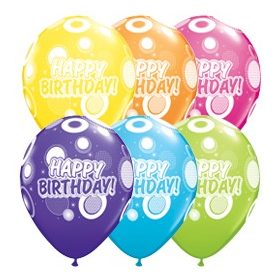   Szülinapi latex lufi 11" 28cm 6db Happy Birthday!, 17927