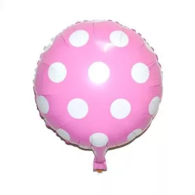 Kerek lufi 18" 45cm Rózsaszín, pöttyös, 