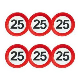   Papírtányér sebességkorlátozó 25-ös számmal 23cm 6db, 22912