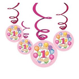   Boldog 1. szülinapot! Rózsaszín függő dekoráció, 24534