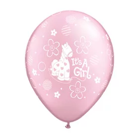   Latex lufi babaváróra 11" 28cm, 6db, It is A Girl, Pearl Pink Lufi, q14515rp
