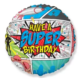   Szülinapi lufi 18" 45cm Happy Birthday, Have a Super Birthday