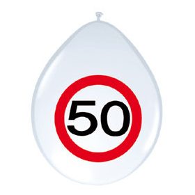   Szám, Számos latex lufi 11" 28cm 8db 50-es számmal, sebességkorlátozó