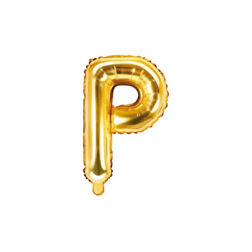 Betű lufi 16" 40cm arany fólia betű, P betű, levegővel tölthető