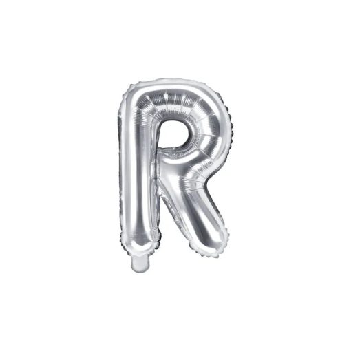 Betű lufi 16" 40cm ezüst fólia betű, R betű, levegővel tölthető