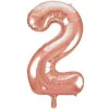 Számos lufi 34" 86cm óriás Rosegold szám, számjegy 2-es