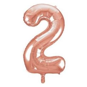   Számos lufi 34" 86cm óriás Rosegold szám, számjegy 2-es