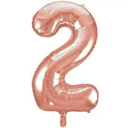 Számos lufi 34" 86cm óriás Rosegold szám, számjegy 2-es