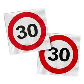   Szalvéta sebességkorlátozó számos 33x33cm 20db 30-as számmal, 28373