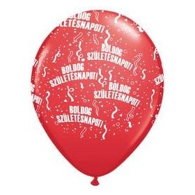   Szülinapi latex lufi 11" 28cm 6db Boldog születésnapot! piros