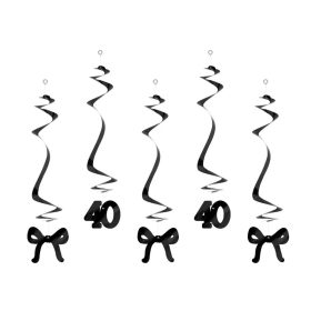 Spirális függő dekoráció, 40-es, 5db, masni