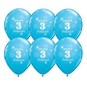   Szám, Számos latex lufi 11" 28cm 6db 3-as lufi Boldog 3. szülinapot!, q37563rp