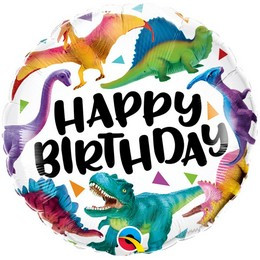 Szülinapi fólia lufi 18" 45cm dinoszaurusz, Happy Birthday 
