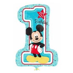   Számos lufi 28" 71cm óriás Mickey szám, számjegy 1-es, 1. szülinap