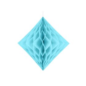 Méhsejt  lampion dekoráció, világoskék - 30cm, rombusz