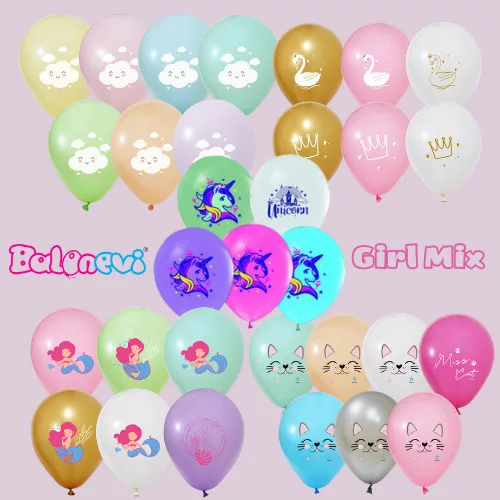 BALONEVI lufi, 12" 30cm, 50db/cs, Girl Mix