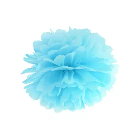 Függő dekoráció, bolyhos papír 25cm, Világoskék