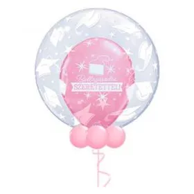   Ballagási Lufiban Lufi, Héliummal töltve, gallérral, 60cm, Rózsaszín belső lufival