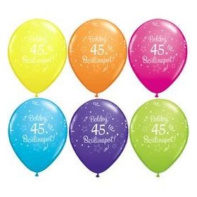   Szám, Számos latex lufi 11" 28cm 6db 45-ös lufi Boldog 45. szülinapot!, q46501rp