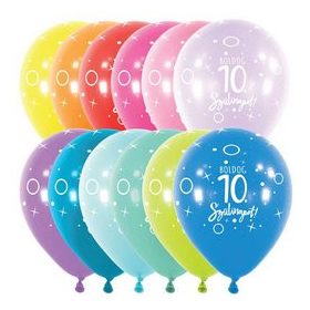   Szám, Számos latex lufi 11" 28cm 6db 10-es lufi Boldog 10. szülinapot!