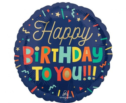 Szülinapi fólia lufi 18" 45cm Happy Birthday