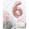 Számos lufi 34" 86cm óriás Rosegold szám, számjegy 6-os