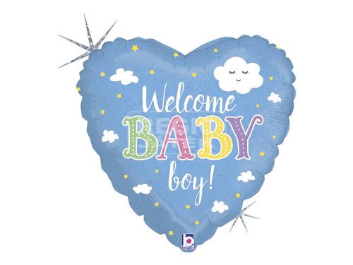 Fólia lufi babaszületésre 18" 45cm - Welcome Baby boy