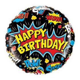 Szülinapi lufi 18" 45cm Happy Birthday, szuperhősök
