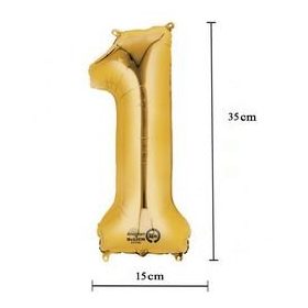   Számos lufi 14" (35cm) fólia szám, számjegy 1 levegővel tölthető, arany