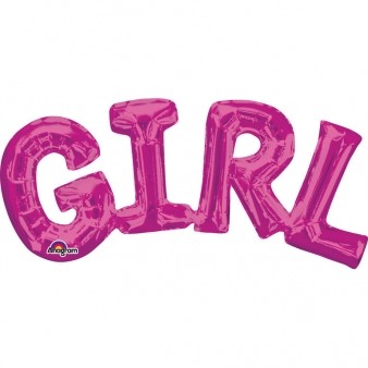 Fólia lufi - GIRL rózsaszín felirat, csak levegővel tölthető, 55x25cm, 07-3309701
