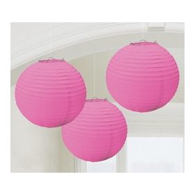 Lampion gömb 24cm 3db, Rózsaszín