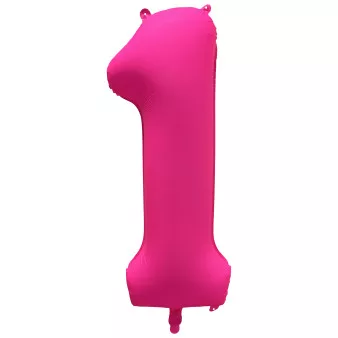 Számos lufi 34" 86cm óriás neon Rózsaszín szám, számjegy 1-es, 