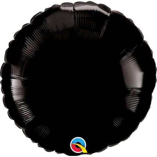 Egyszínű kerek fólia lufi 18" 45cm Onyx Black, fekete, 12907, héliummal töltve