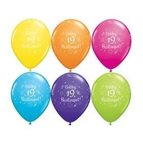   Szám, Számos latex lufi 11" 28cm 6db 19-es lufi Boldog 19. szülinapot!, q48218rp