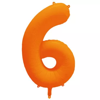 Számos lufi 34" 86cm óriás neon narancssárga szám, számjegy 6-os, 