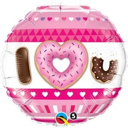 Fólia lufi 18" 45cm "I love you", fánk, donut, 21829, héliummal töltve
