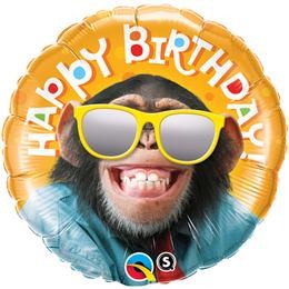 Szülinapi fólia lufi 18" 45cm Happy Birthday, Majom, csimpánz, 25496, héliummal töltve