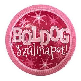 Papírtányér 23 cm 6db Boldog szülinapot, 33510