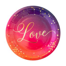 Papírtányér Love felirattal 18cm 6db