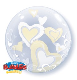 Double Bubble, lufiban lufi 24" 61cm krisztálytiszta, átlátszó, szív belsővel