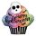 Óriás fólia lufi 32" 81cm koponyá muffin, Halloween, 89932